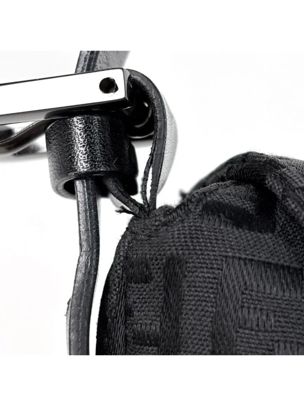 Fendi Shoulder Bag Zucchino Pattern Canvas Black
